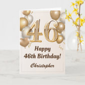 46e verjaardag goudballonnen en Confetti verjaarda Kaart (Gele Bloem)