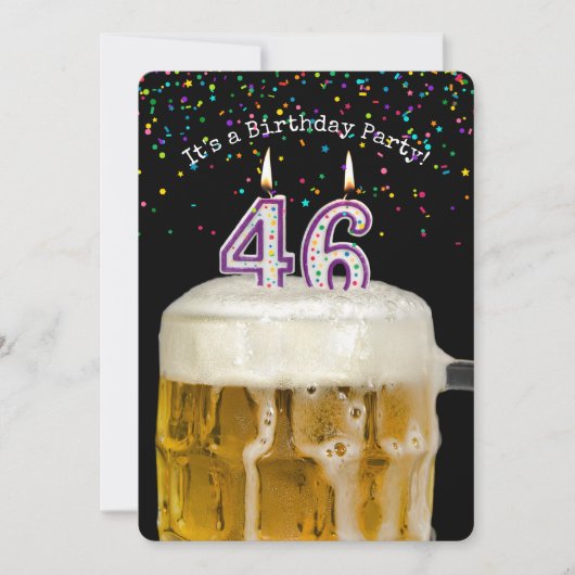 46e verjaardag kaars feestuitnodiging kaart (Voorkant)