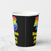 46e verjaardag: Kleurrijk, Leuk, Opwindend, Regenb Papieren Bekers (Rechts)