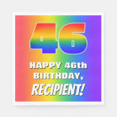 46e verjaardag: kleurrijk, vun regenboogpatroon # servet (Voorkant)