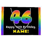 46e verjaardag: kleurrijke regenboog # 46, Naam va Groot Cadeauzakje (Achterkant)