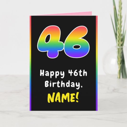 46e verjaardag: kleurrijke regenboog # 46, Naam va Kaart (Voorkant)