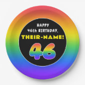 46e verjaardag: kleurrijke regenboog # 46, Naam va Papieren Bordje (Voorkant)