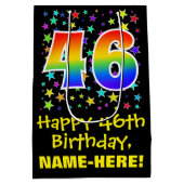 46e verjaardag: Kleurrijke Sterren Patroon & Regen Medium Cadeauzakje (Achterkant)