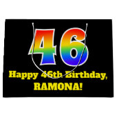 46e verjaardag ~ Leuk, Kleurrijk, Levendig, Regenb Groot Cadeauzakje (Voorkant)