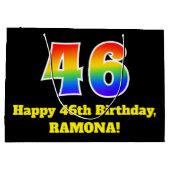 46e verjaardag ~ Leuk, Kleurrijk, Levendig, Regenb Groot Cadeauzakje (Achterkant)