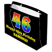 46e verjaardag ~ Leuk, Kleurrijk, Levendig, Regenb Groot Cadeauzakje (Achterkant Gekanteld)