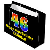 46e verjaardag ~ Leuk, Kleurrijk, Levendig, Regenb Groot Cadeauzakje (Voorkant Gekanteld)