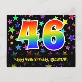 46e verjaardag: leuk sterrenpatroon, regenboog 46, briefkaart