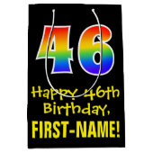 46e verjaardag: leuk, vet, kleurrijk, regenboog "4 medium cadeauzakje (Voorkant)
