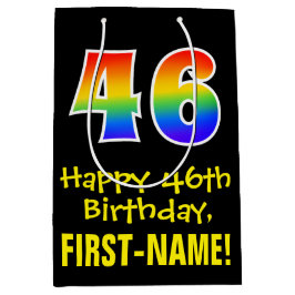 46e verjaardag: leuk, vet, kleurrijk, regenboog "4 medium cadeauzakje