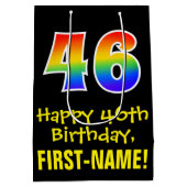 46e verjaardag: leuk, vet, kleurrijk, regenboog "4 medium cadeauzakje (Achterkant)