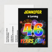 46e verjaardag - Leuk vuurwerk, Regenboog look "46 Briefkaart (Voorkant / Achterkant)