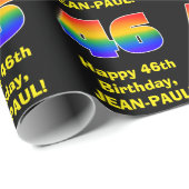 46e verjaardag: Leuke, kleurrijke regenboog geïnsp Cadeaupapier (Rol Hoek)