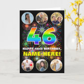 46e Verjaardag: Leuke Regenboog #, Aangepaste Naam Kaart (Gele Bloem)