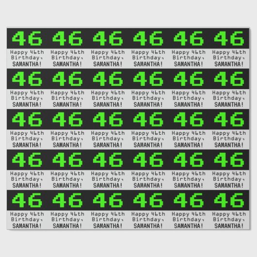 46e verjaardag - Nerdy / Geeky Style "46" en naam Cadeaupapier (Vlak)