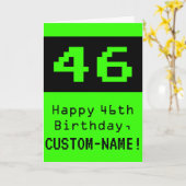46e verjaardag: Nerdy / Geeky Style "46" en naam Kaart (Gele Bloem)