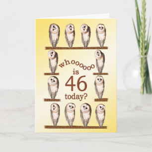 46e verjaardag, nieuwsgierige uilkaart. kaart