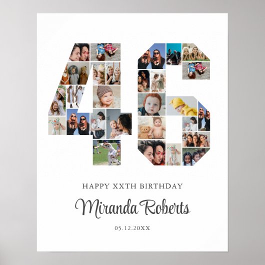 46e verjaardag nummer 46 aangepaste foto collage poster (Voorkant)