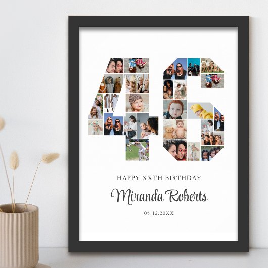 46e verjaardag nummer 46 aangepaste foto collage poster