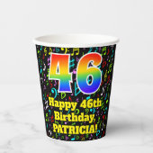 46e Verjaardag: Plezier Muzieknoten Patroon, Regen Papieren Bekers (Voorkant)