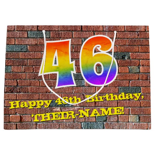 46e verjaardag: Plezier, op graffiti geïnspireerde Groot Cadeauzakje (Voorkant)