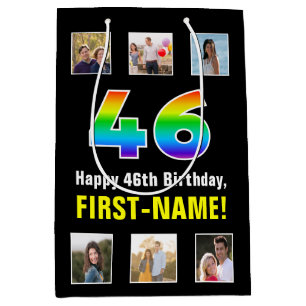 46e verjaardag: Regenboog "46", Aangepaste foto's  Medium Cadeauzakje