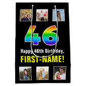 46e verjaardag: Regenboog "46", Aangepaste foto's  Medium Cadeauzakje (Achterkant)