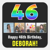 46e verjaardag: Regenboog "46"; Aangepaste foto's Vierkante Sticker (Voorkant)