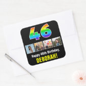 46e verjaardag: Regenboog "46"; Aangepaste foto's Vierkante Sticker (Envelop)