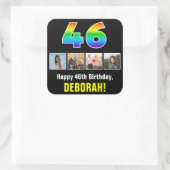 46e verjaardag: Regenboog "46"; Aangepaste foto's Vierkante Sticker (Tas)