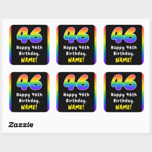 46e verjaardag: Regenboogspectrum # 46, Aangepaste Vierkante Sticker