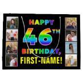 46e Verjaardag: Regenboogtekst, Aangepaste foto's  Groot Cadeauzakje (Achterkant)