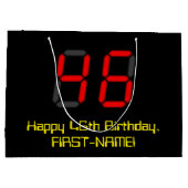 46e verjaardag: Rode digitale klok stijl "46" + na Groot Cadeauzakje (Achterkant)