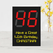 46e verjaardag: Rode digitale klok stijl "46" + na Kaart (Gele Bloem)
