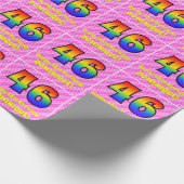46e verjaardag: roze strepen & harten, regenboog # cadeaupapier (Hoek)