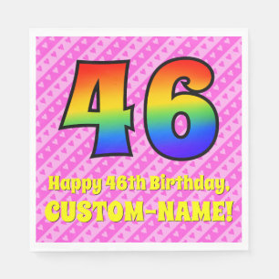 46e verjaardag: roze strepen & harten, regenboog # servet
