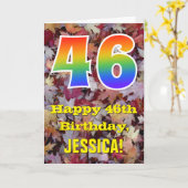 46e verjaardag; rustieke herfstbladeren; regenboog kaart (Gele Bloem)