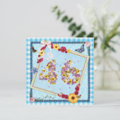 46e verjaardag Uitnodigingsbloemen, vlinders Kaart (Staand voorkant)