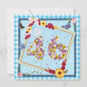46e verjaardag Uitnodigingsbloemen, vlinders Kaart