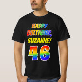 46e verjaardag — vet, leuk, regenboog 46, aangepas t-shirt (Voorkant)
