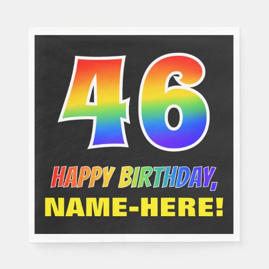 46e verjaardag: Vet, Vun, eenvoudig, regenboog 46 Servet (Voorkant)