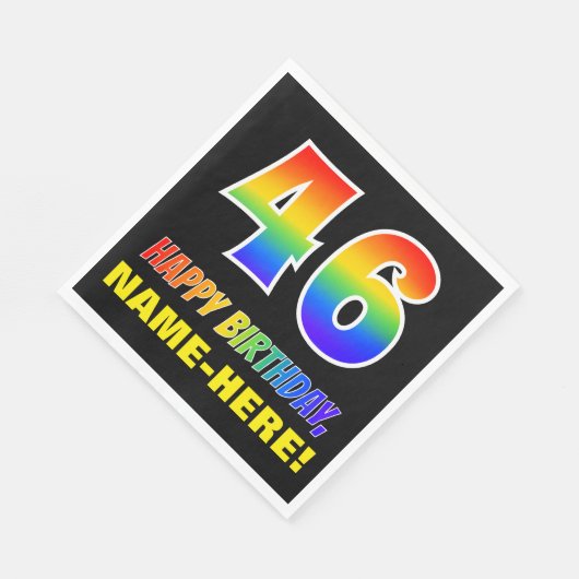 46e verjaardag: Vet, Vun, eenvoudig, regenboog 46 Servet (Hoek)