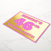 46e verjaardag — Vet, vun, roze band # 46 Folie Uitnodiging (Gedraaid)