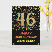 46e Verjaardag Vuurwerk Rainbow Gold Fun Kaart (Gele Bloem)