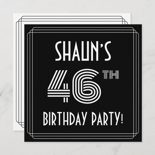 46e verjaardagsfeest: Art Deco stijl met eigen naa Kaart (Voorkant / Achterkant)