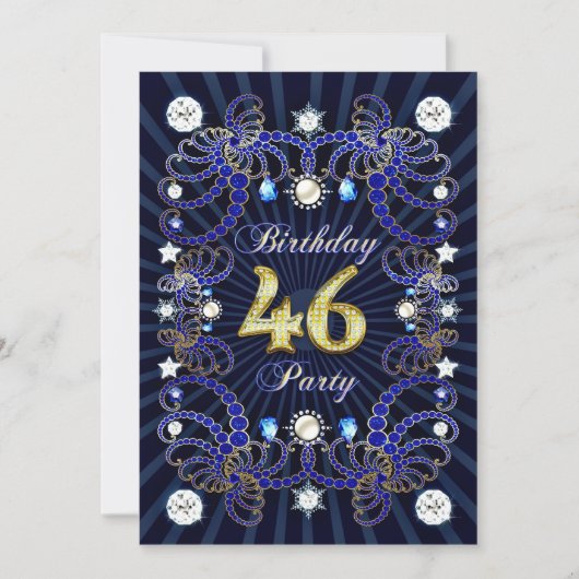 46e verjaardagsfeest met massa's juwelen kaart (Voorkant)