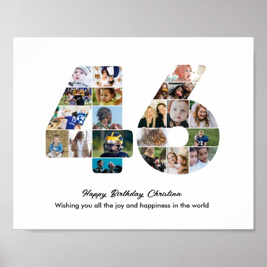46e Verjaardagsfeest Nummer 46 Fotocollage Poster (Voorkant)