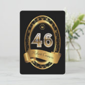 46e, verjaardagsfeest vrouw man, elegante kleur kaart (Staand voorkant)