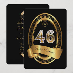 46e, verjaardagsfeest vrouw man, elegante kleur kaart